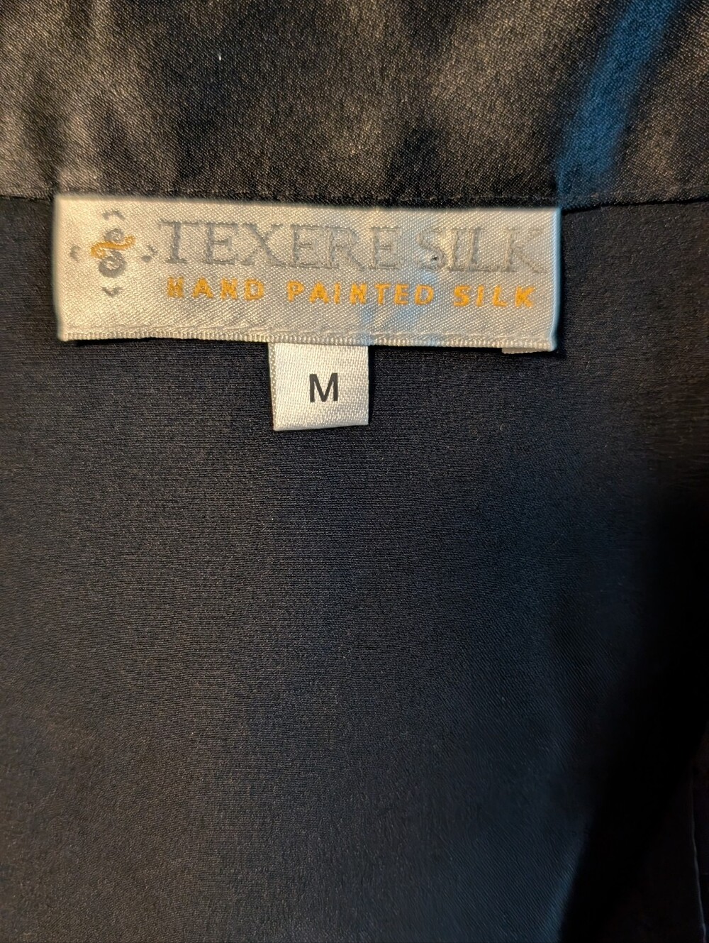 Texere Silk Hand Painted 100% Silk Black Pajama Set Shirt & Pants Medium - Picture 6 of 9